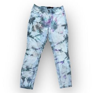 No Boundaries Tie Dyed Upcycled Cuffed Cropped Stretch Jeans Junior’s 9